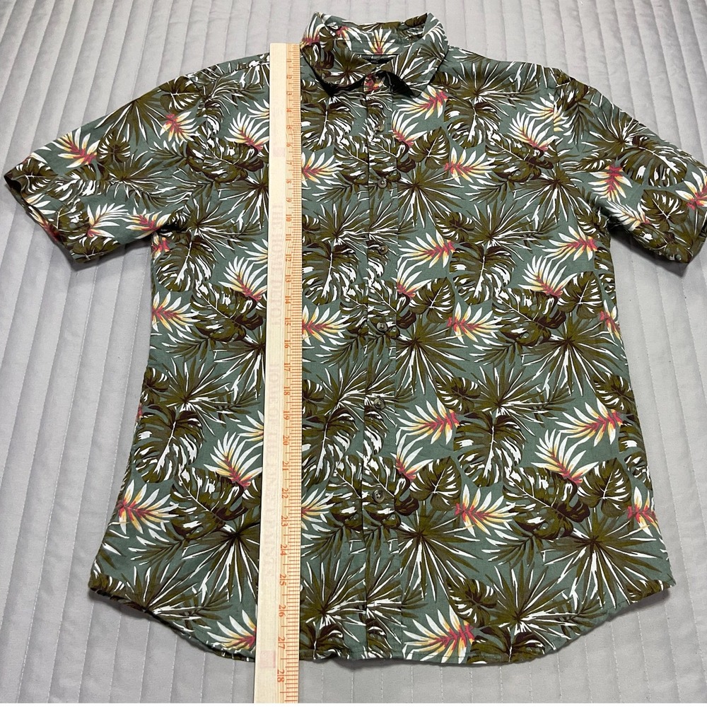 Banana Republic Slim Fit Linen Cotton Blend Tropical Camp Shirt Mens Medium - Picture 5 of 9
